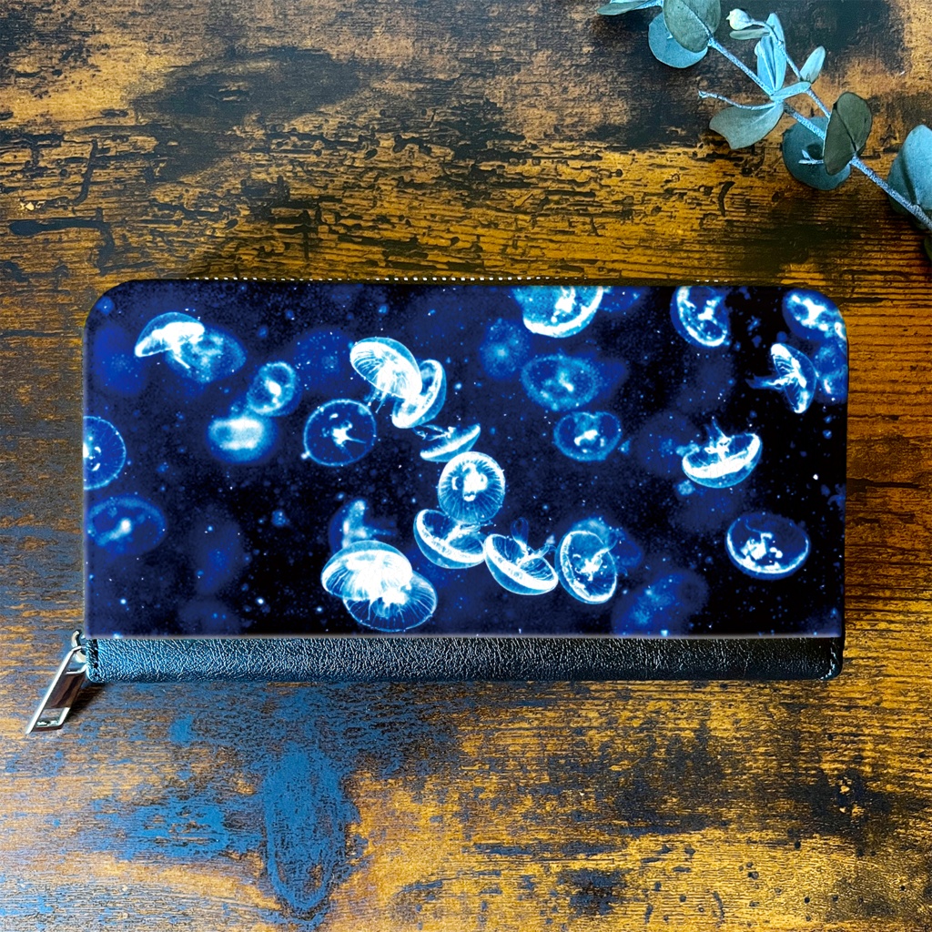 きらきらクラゲの長財布 宇宙 海 クラゲ メンズ 星 銀河 財布 長財布