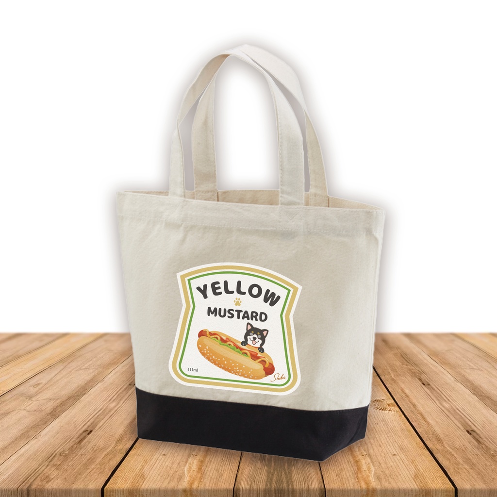 黒柴マスタードのトートバッグ 犬 柴犬 お散歩バッグ エコバッグ