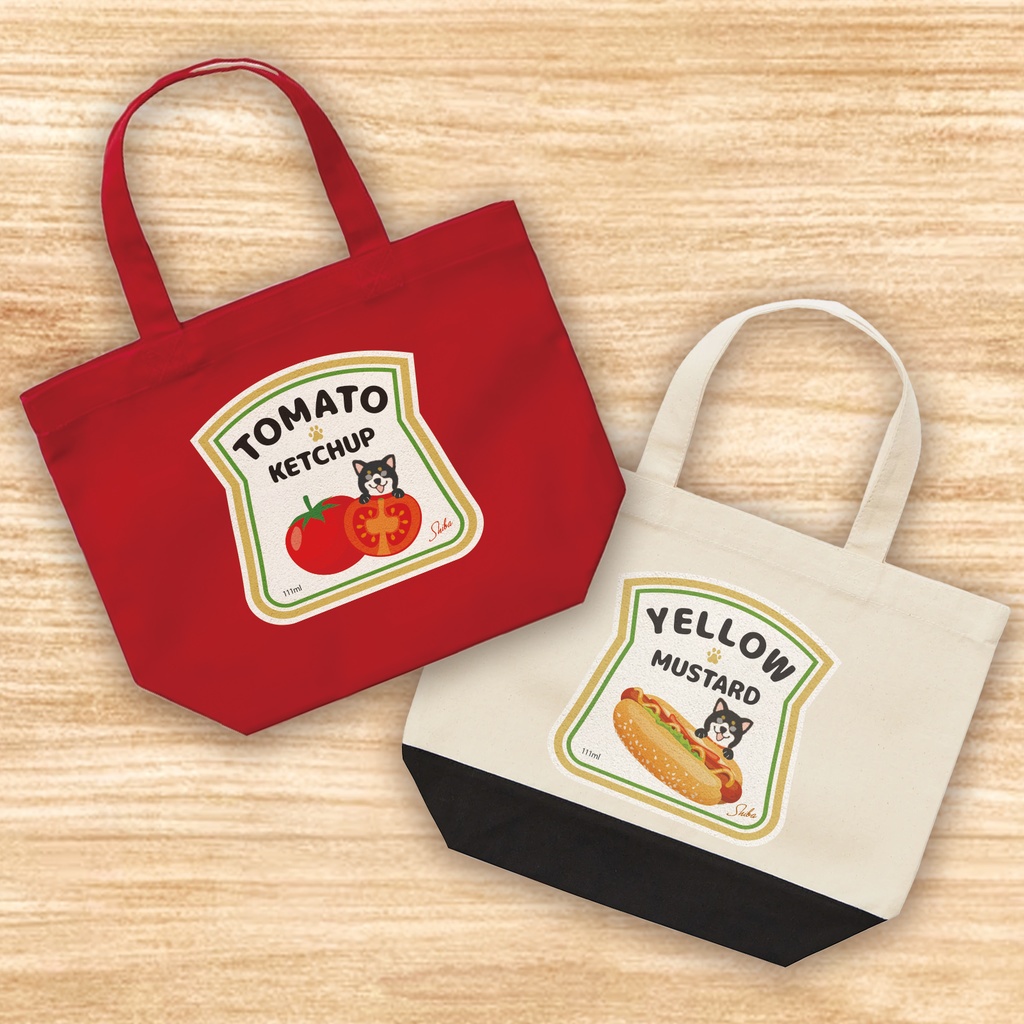 黒柴マスタードのトートバッグ 犬 柴犬 お散歩バッグ エコバッグ