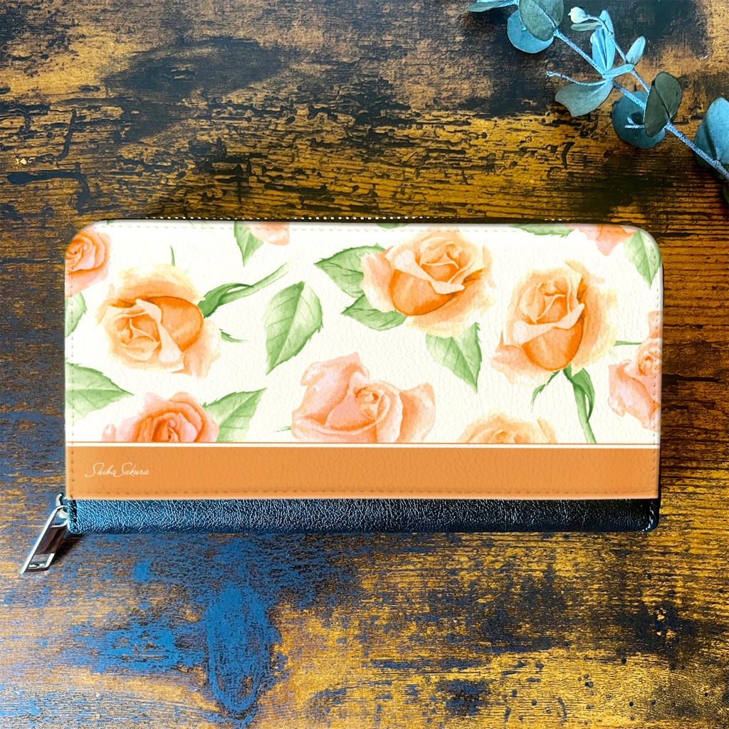 オレンジローズの長財布 バラ 花 財布 長財布