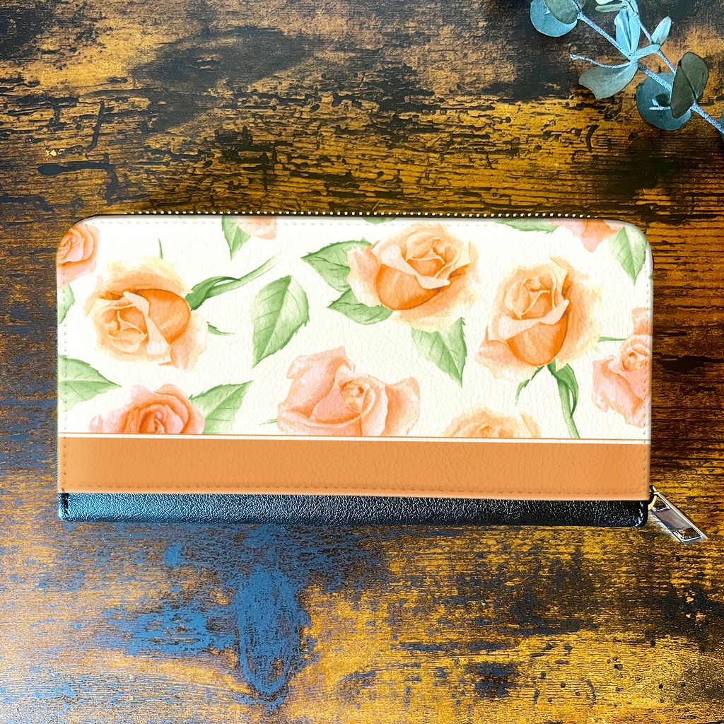 オレンジローズの長財布 バラ 花 財布 長財布