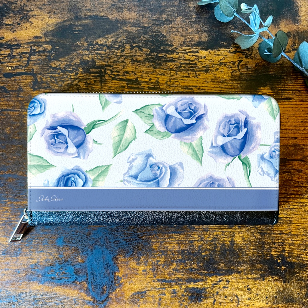 ブルーローズの長財布 バラ 花 財布 長財布