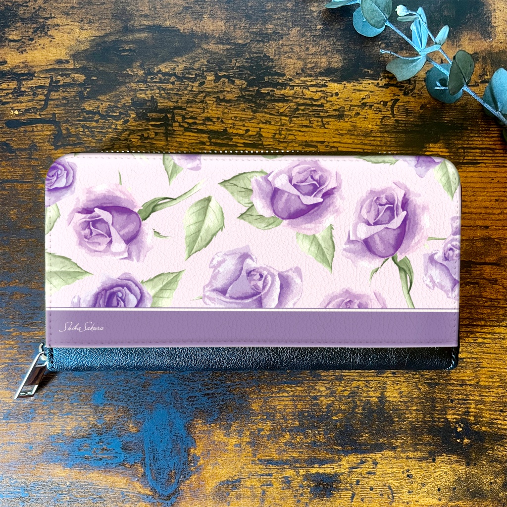 パープルローズの長財布 バラ 花 財布 長財布