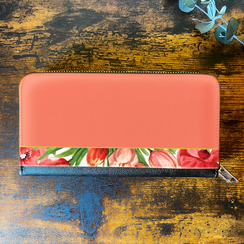 チューリップの長財布(コーラルピンク) チューリップ 春 花 財布 長財布