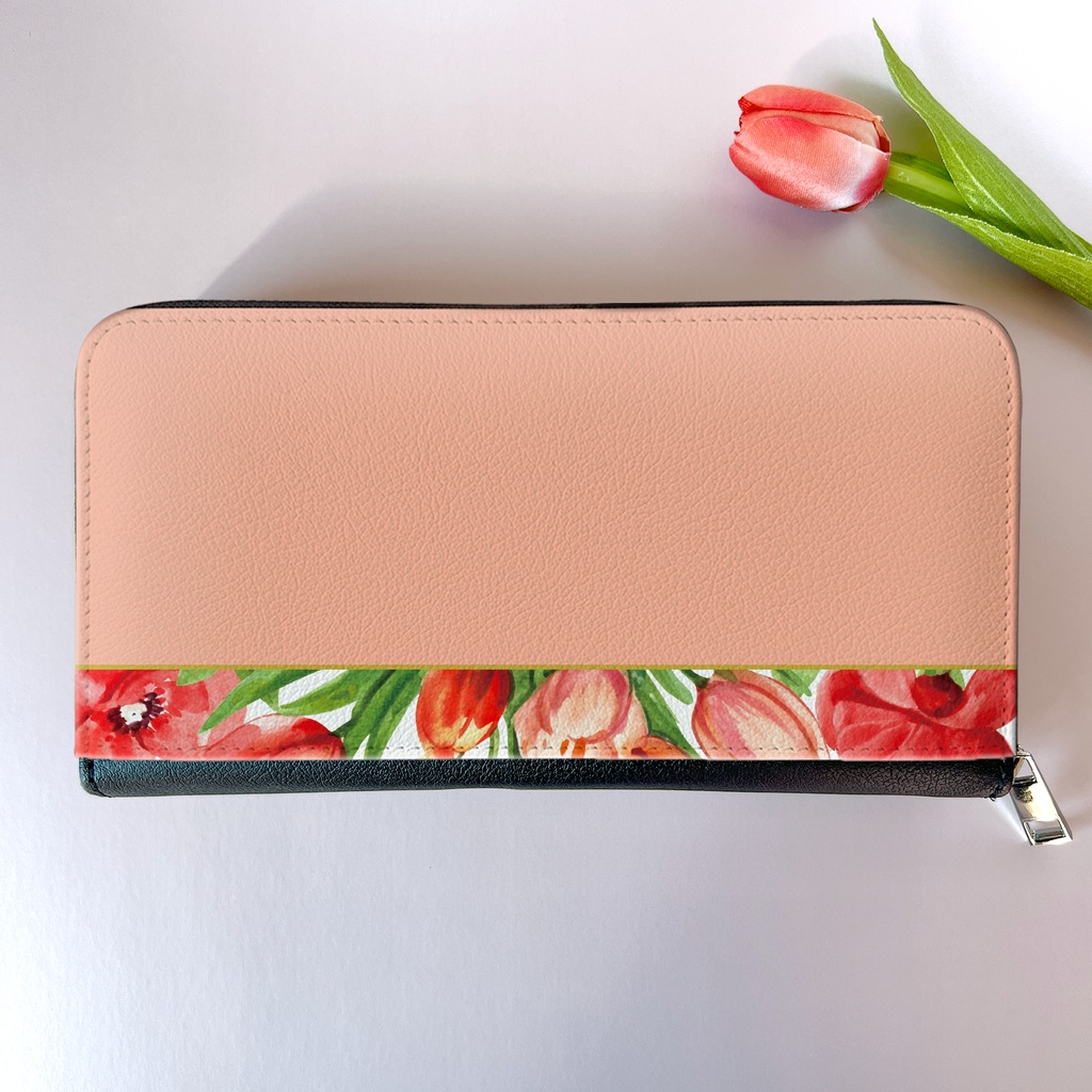 チューリップの長財布(サーモンピンク) チューリップ 春 花 財布 長財布