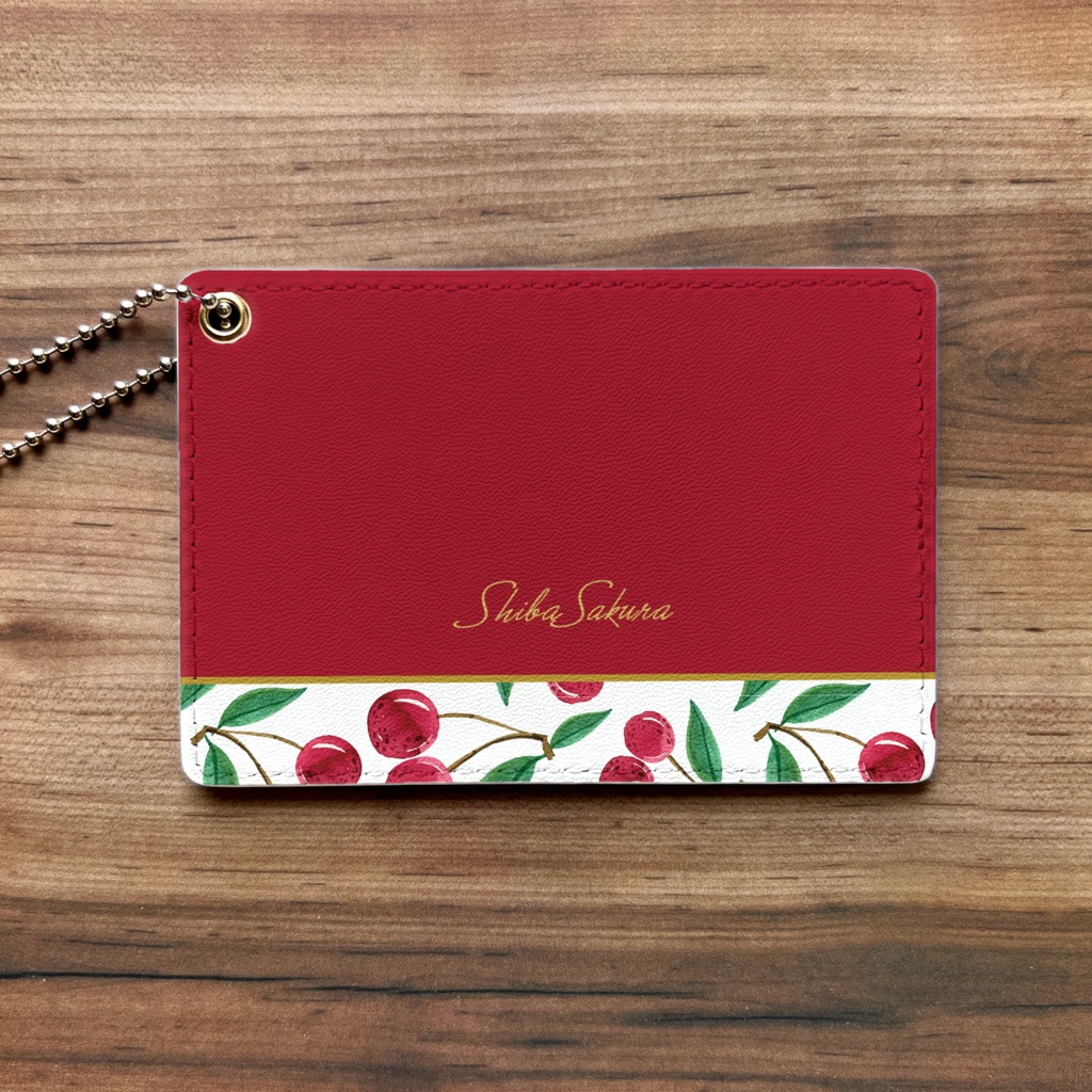 チェリーのパスケース(レッド) さくらんぼ チェリー フルーツ 定期入れ カードケース