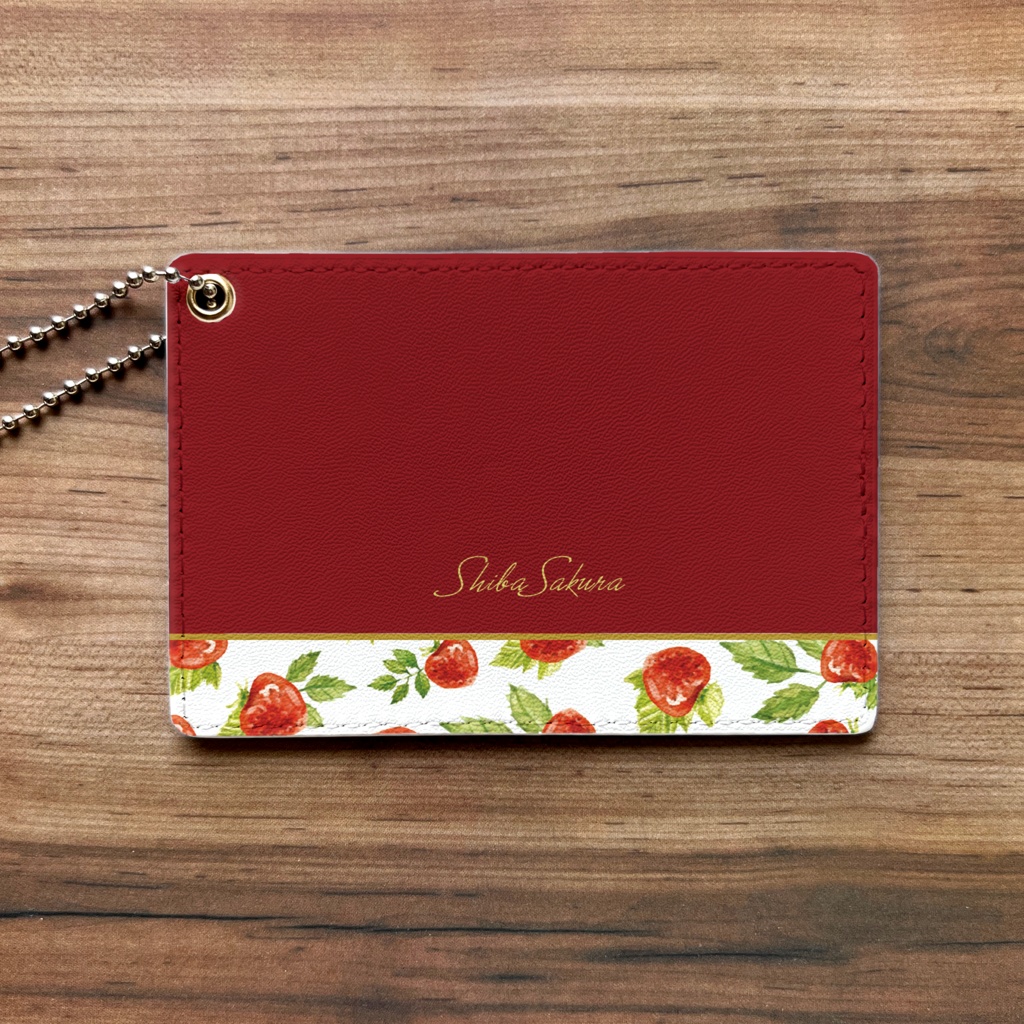 ワイルドストロベリーのパスケース(レッド) いちご ストロベリー フルーツ 定期入れ カードケース
