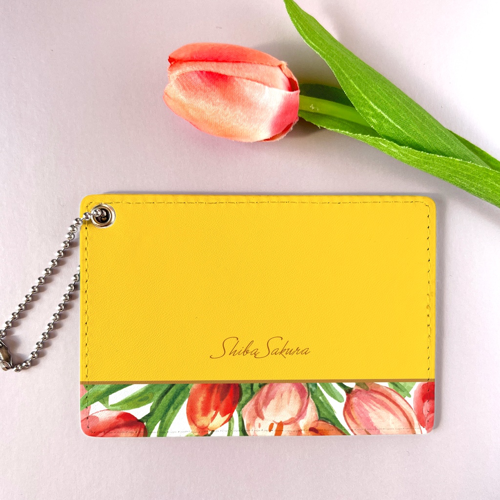 チューリップのパスケース(イエロー) チューリップ 春 花 定期入れ カードケース