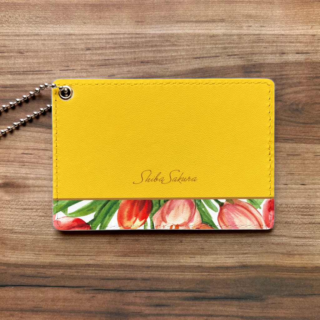 チューリップのパスケース(イエロー) チューリップ 春 花 定期入れ カードケース