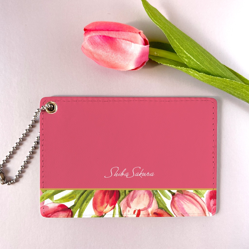 チューリップのパスケース(フューシャピンク) チューリップ 春 花 定期入れ カードケース