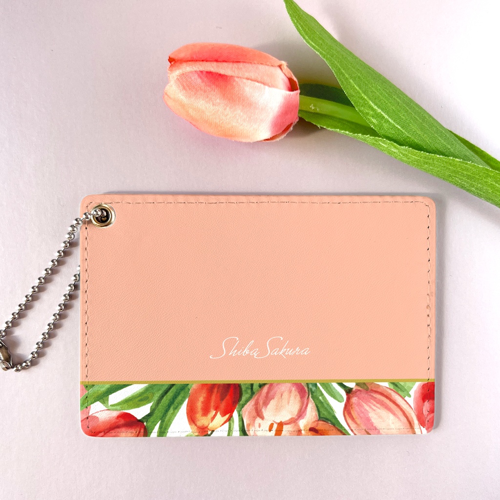 チューリップのパスケース(サーモンピンク) チューリップ 春 花 定期入れ カードケース