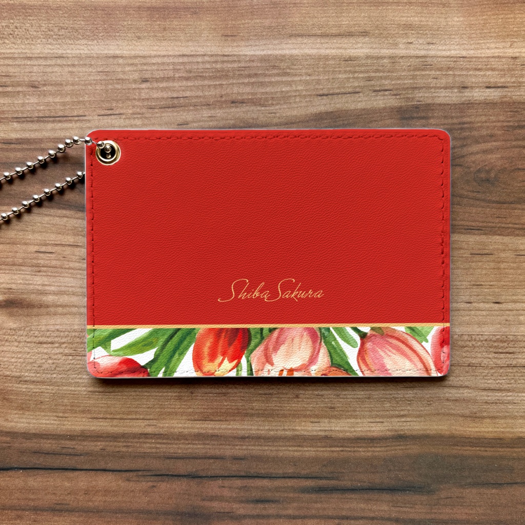 チューリップのパスケース(レッド) チューリップ 春 花 定期入れ カードケース