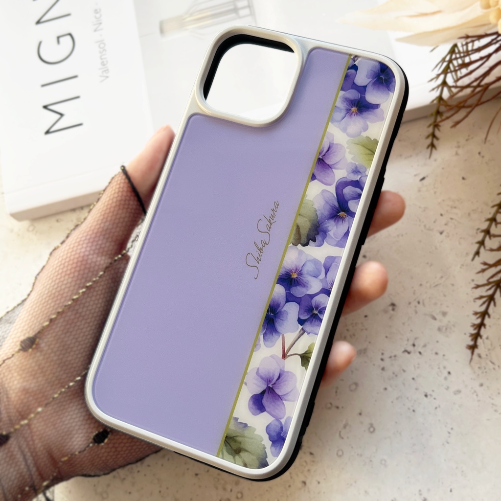 春のスミレのガラススマホケース(淡紫) iPhone17 Air iphone13 iphone15 iphone14 スマホケース すみれ 春 花 iphone16