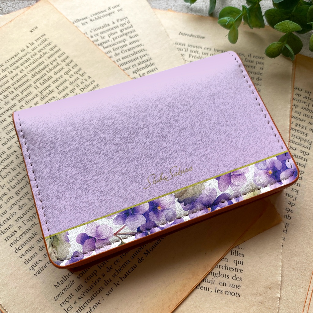 春のスミレの名刺ケース（淡紫） 花 カードケース 名刺入れ すみれ