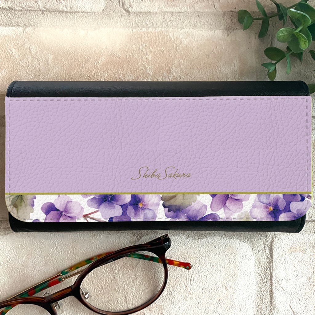 春のスミレのメガネケース(淡紫) 春 花 メガネ入れ メガネケース すみれ