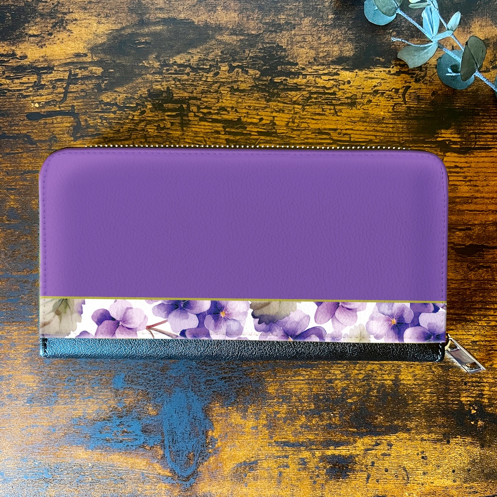 春のスミレの長財布(菫色) 花 財布 長財布 すみれ