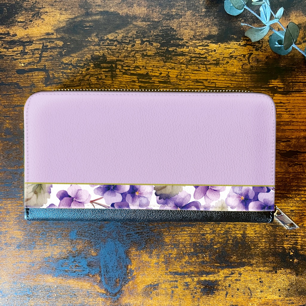 春のスミレの長財布(淡紫) 花 財布 長財布 すみれ