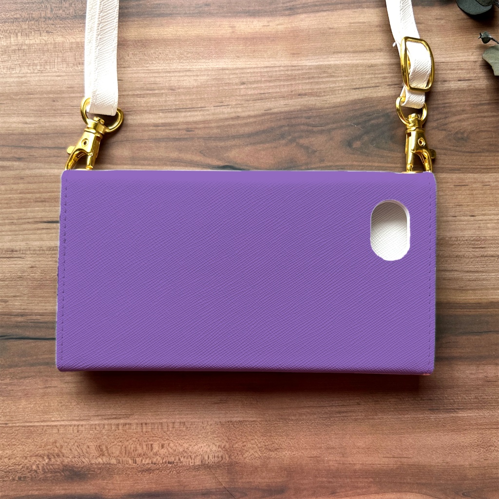 春のスミレの三つ折り手帳型スマホケース(菫色) 全機種対応 スマホケース iphone Android 花 iPhone16e iPhone16 iPhone15