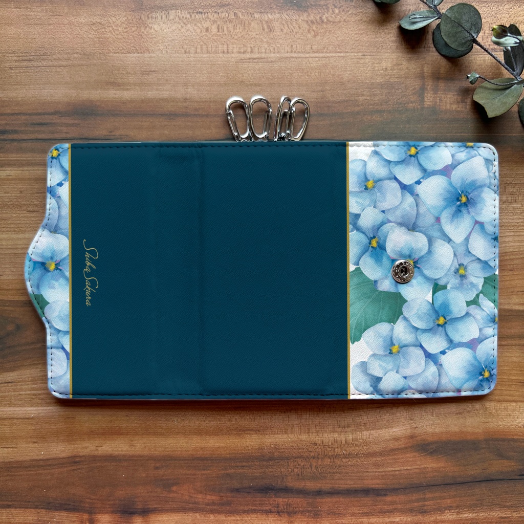 梅雨の紫陽花のキーケース アジサイ 夏 梅雨 キーケース