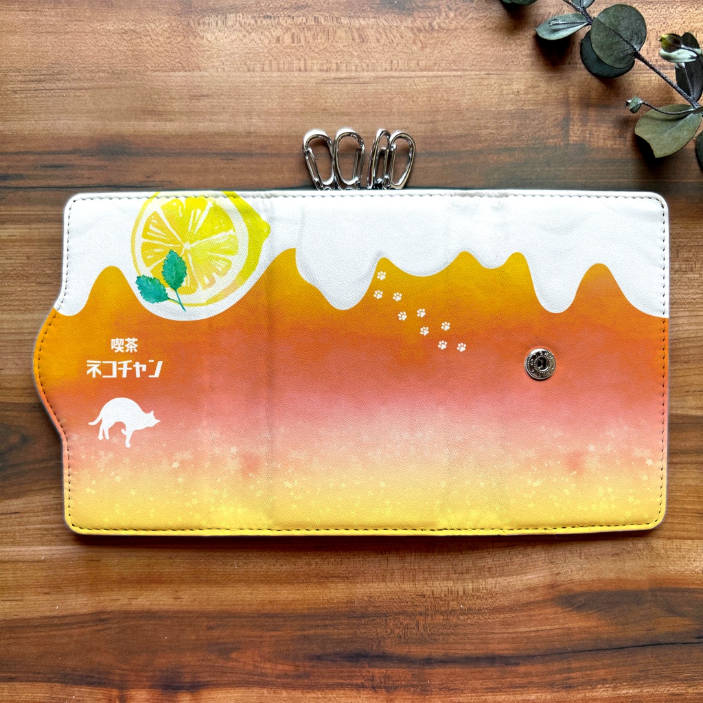 猫と夕焼けレモンティーのキーケース 紅茶 レモン 猫
