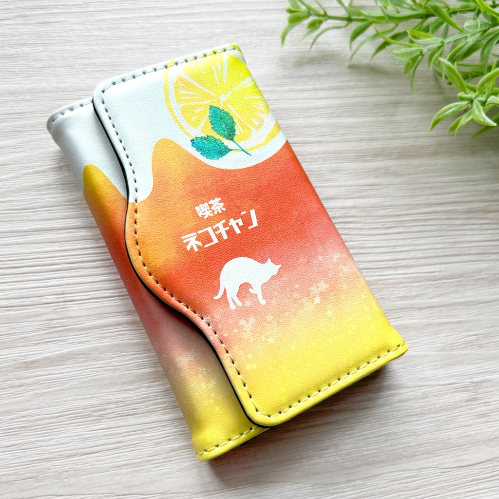 猫と夕焼けレモンティーのキーケース 紅茶 レモン 猫