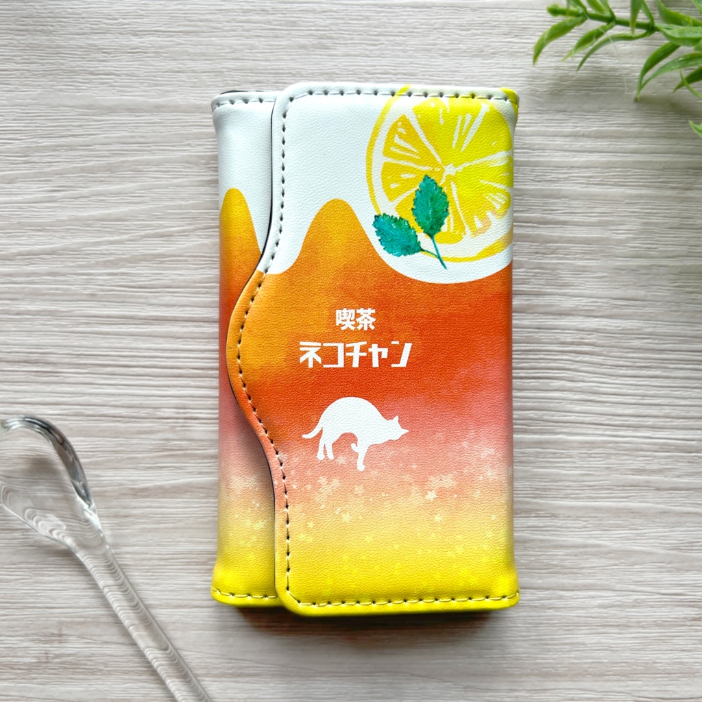 猫と夕焼けレモンティーのキーケース 紅茶 レモン 猫