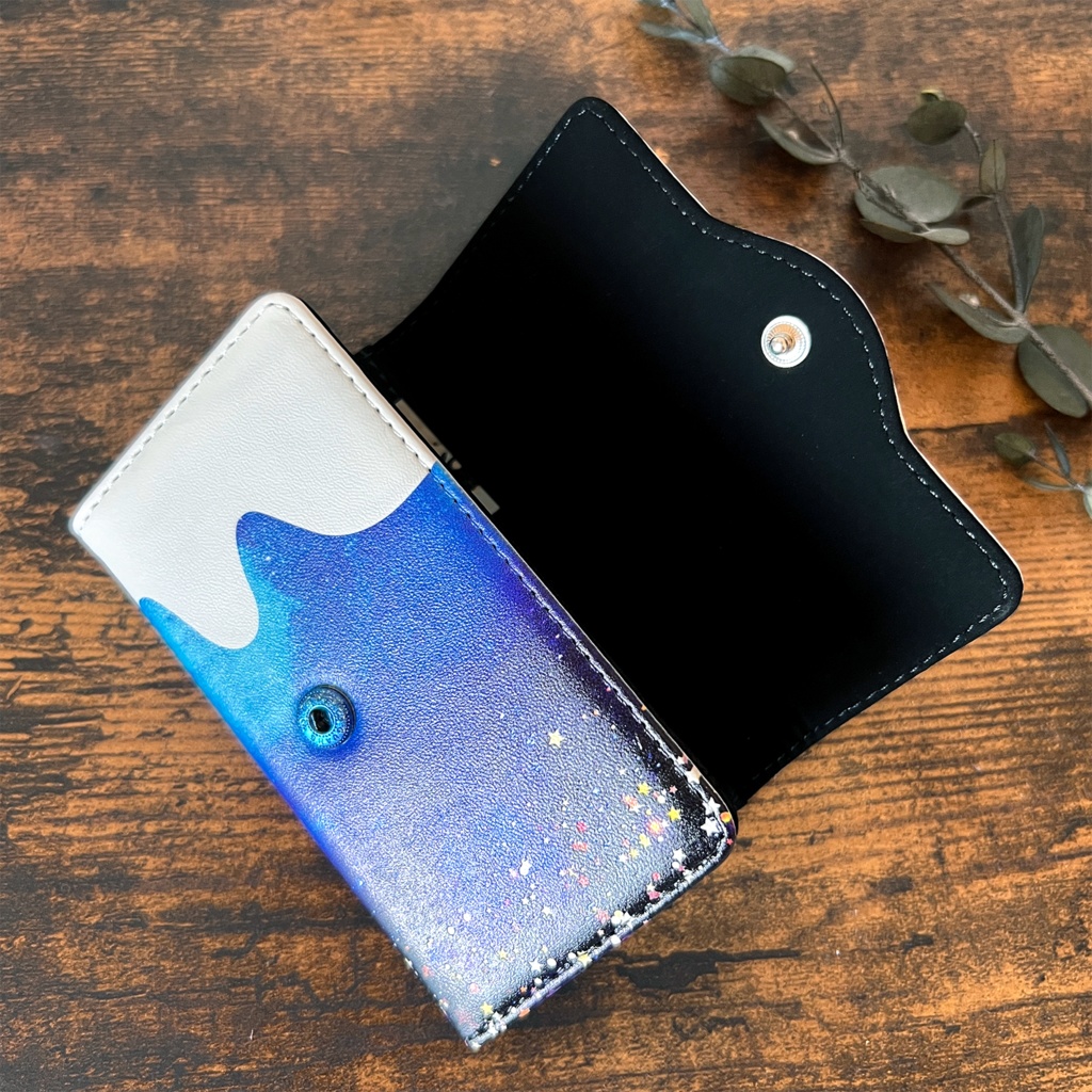 宇宙猫とクリームソーダのキーケース 猫 宇宙 ソーダ 青