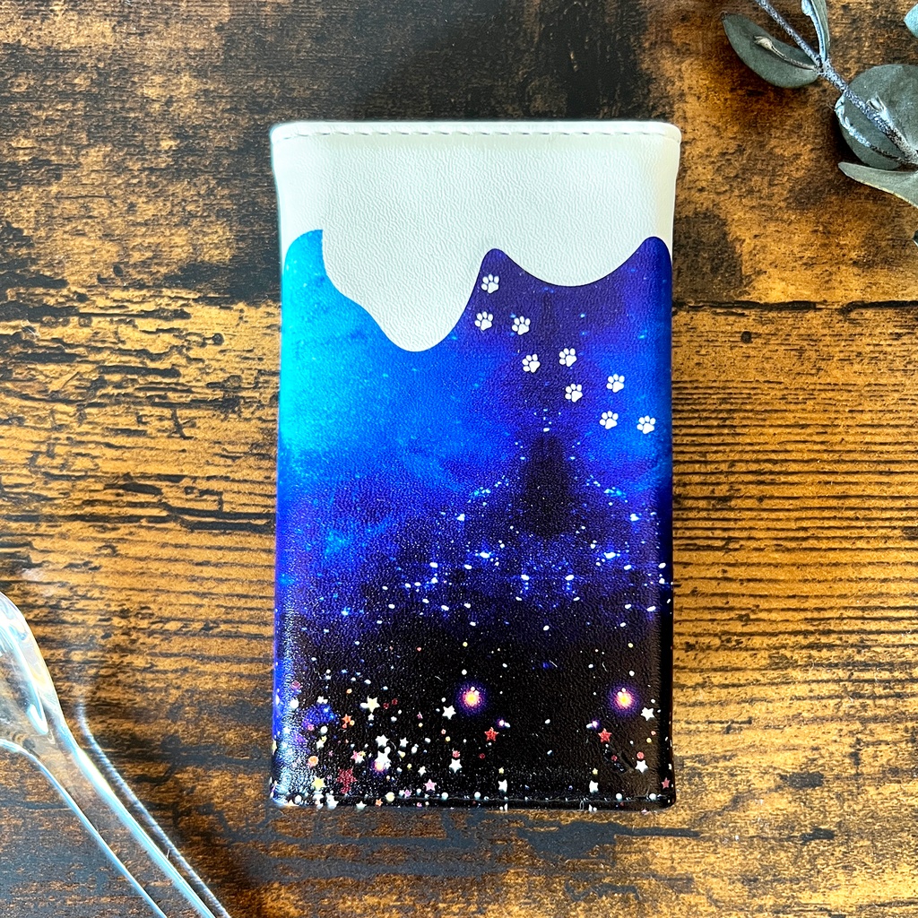 宇宙猫とクリームソーダのキーケース 猫 宇宙 ソーダ 青