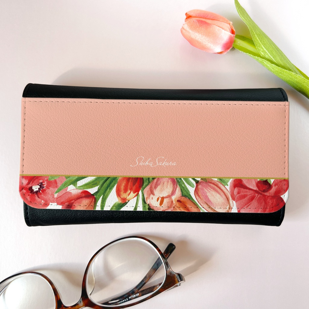 チューリップのメガネケース(サーモンピンク)チューリップ 春 花 メガネ入れ メガネケース