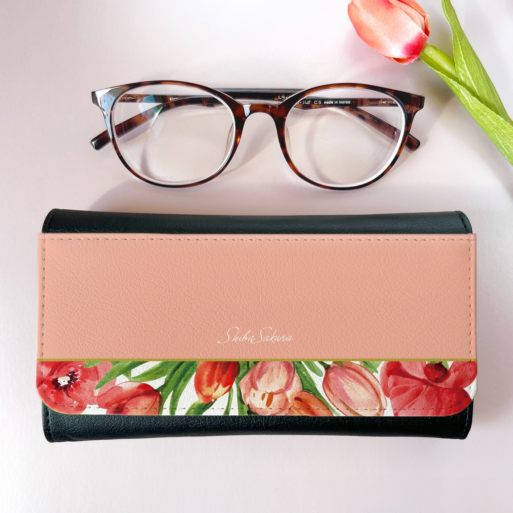 チューリップのメガネケース（サーモンピンク）チューリップ 春 花 メガネ入れ メガネケース