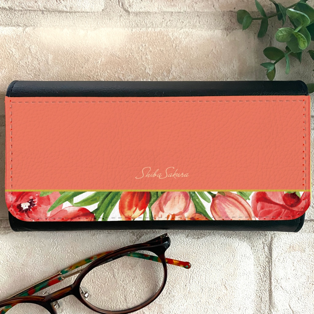 チューリップのメガネケース(コーラルピンク)チューリップ 春 花 メガネ入れ メガネケース