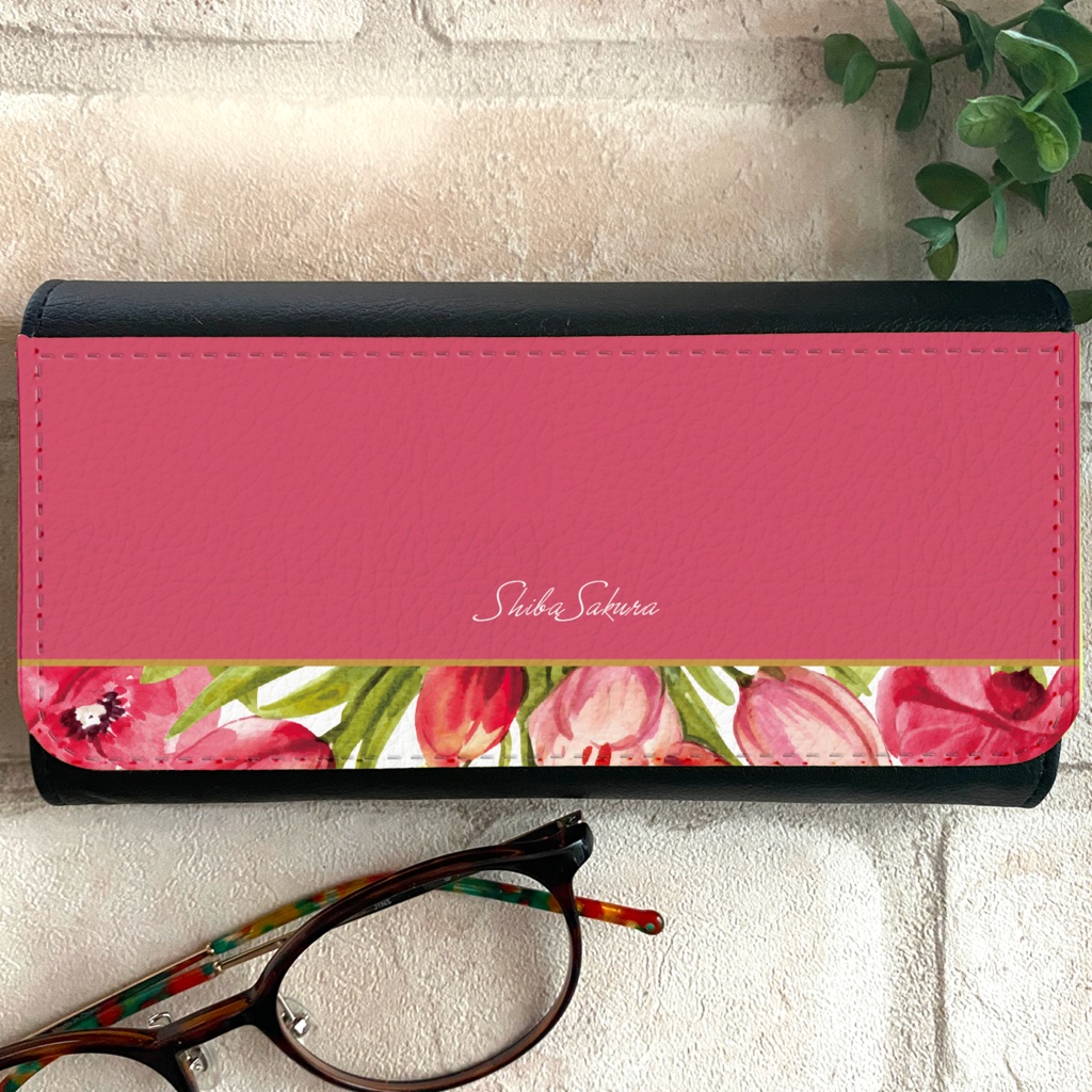 チューリップのメガネケース(フューシャピンク)チューリップ 春 花 メガネ入れ メガネケース