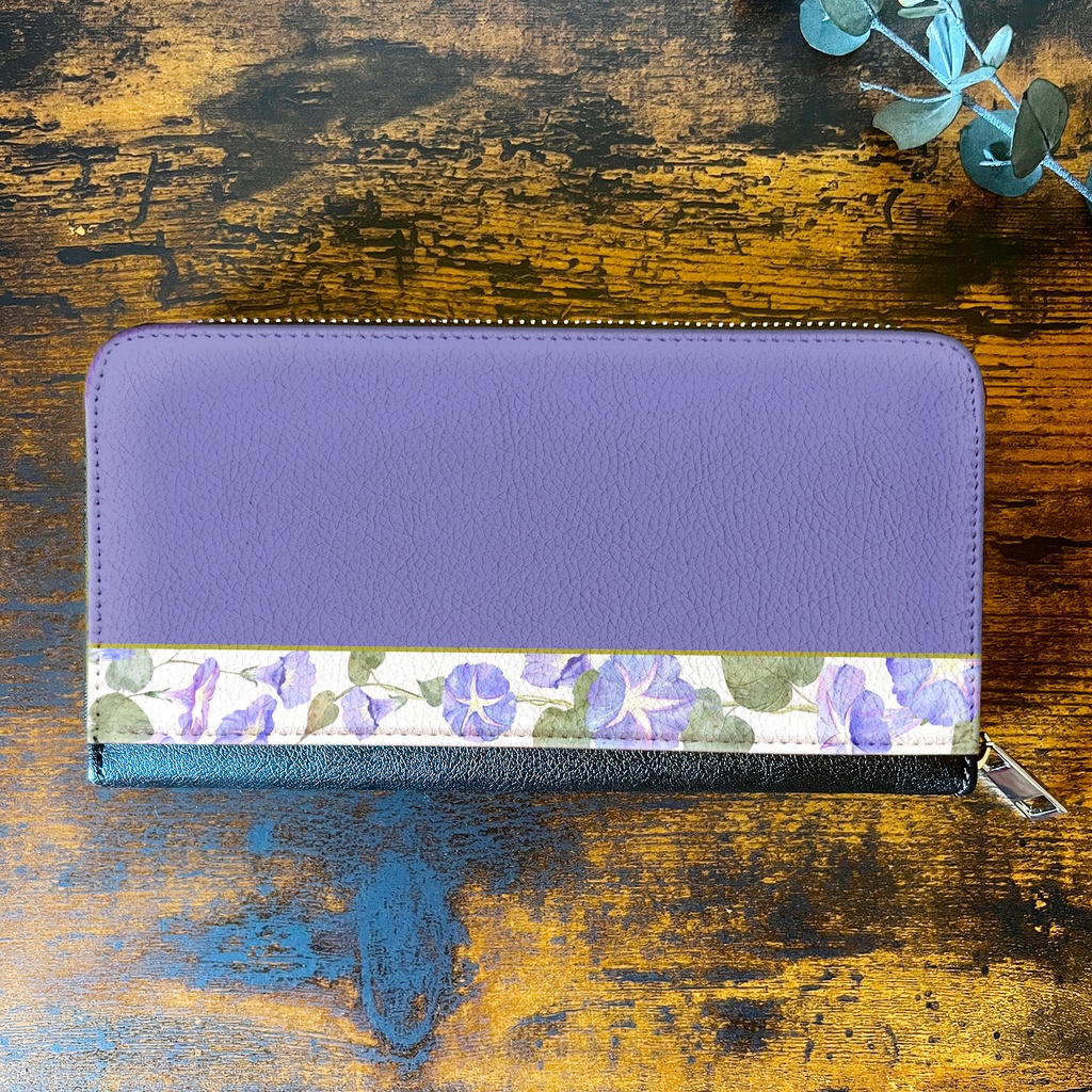 夏の朝顔の長財布(暁紫) 花 財布 長財布 朝顔 夏