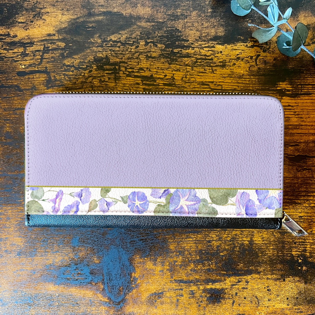 夏の朝顔の長財布(薄紫) 花 財布 長財布 朝顔 夏