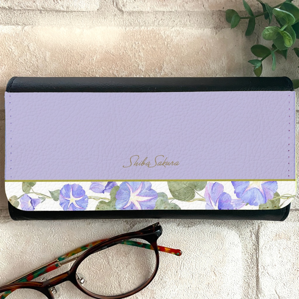 夏の朝顔のメガネケース(薄紫) 花 夏 朝顔 メガネケース
