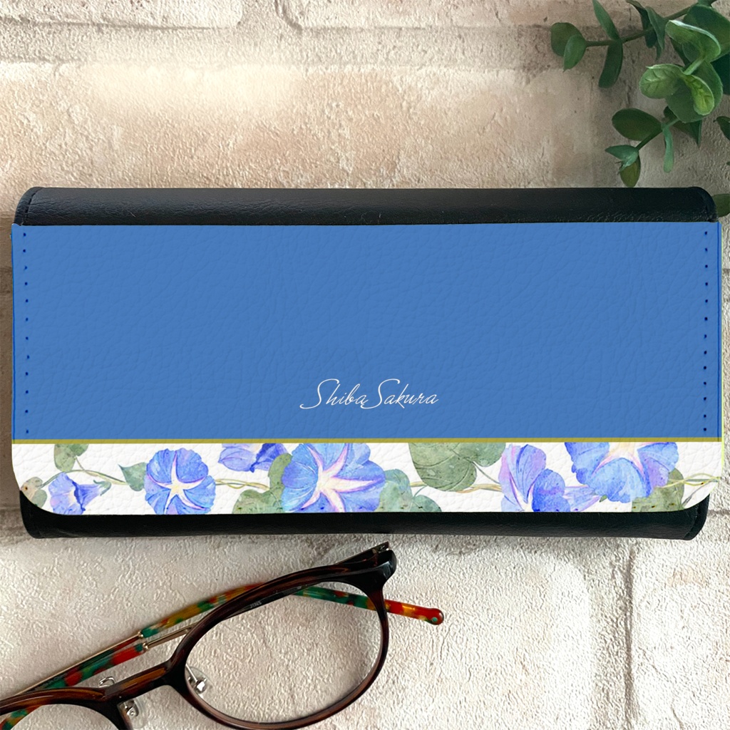 夏の朝顔のメガネケース(天色) 花 夏 朝顔 メガネケース