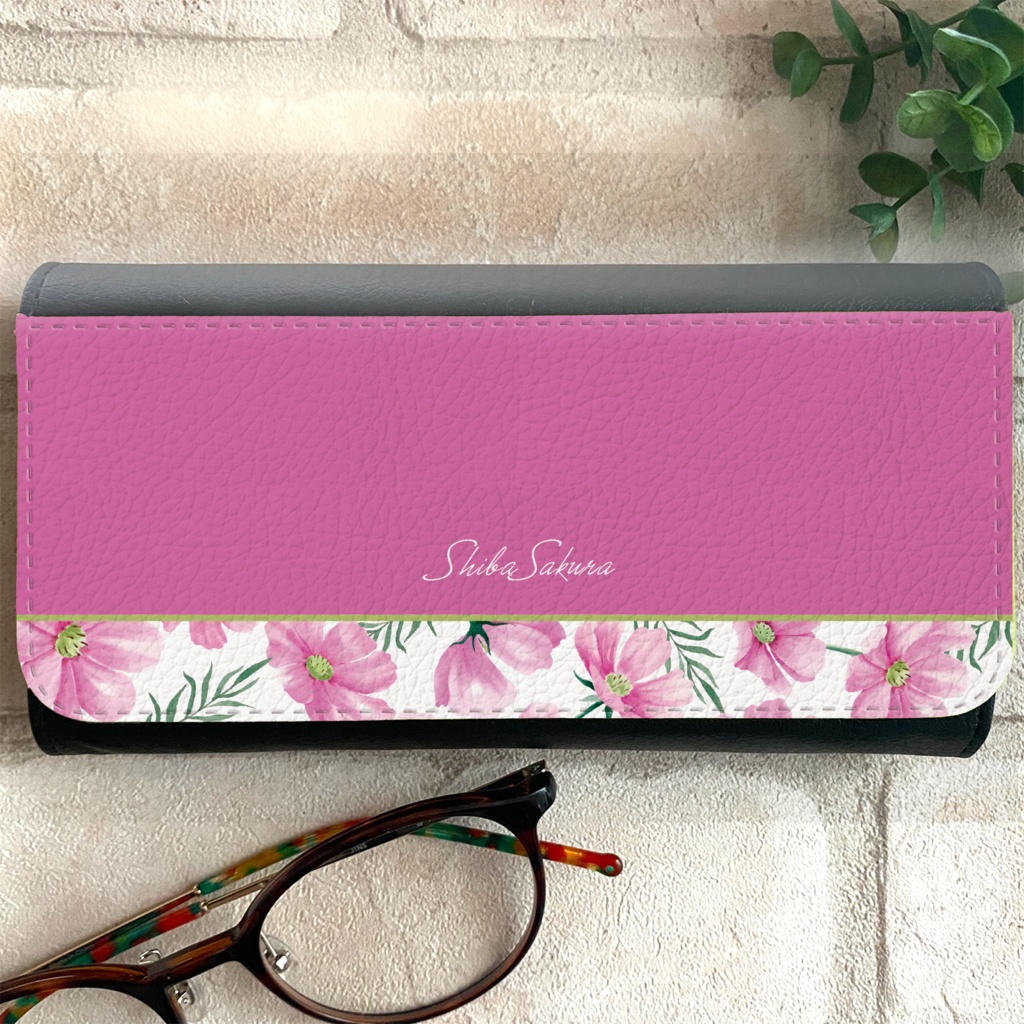 コスモスのメガネケース(濃桃) コスモス 秋 秋桜 メガネケース
