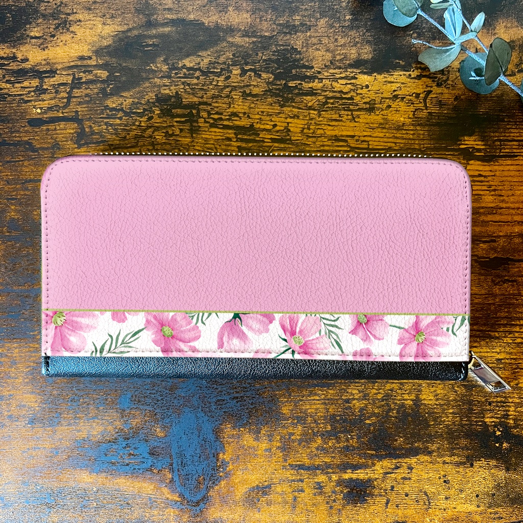 コスモスの長財布(薄桃) コスモス 秋 秋桜 花 財布 長財布