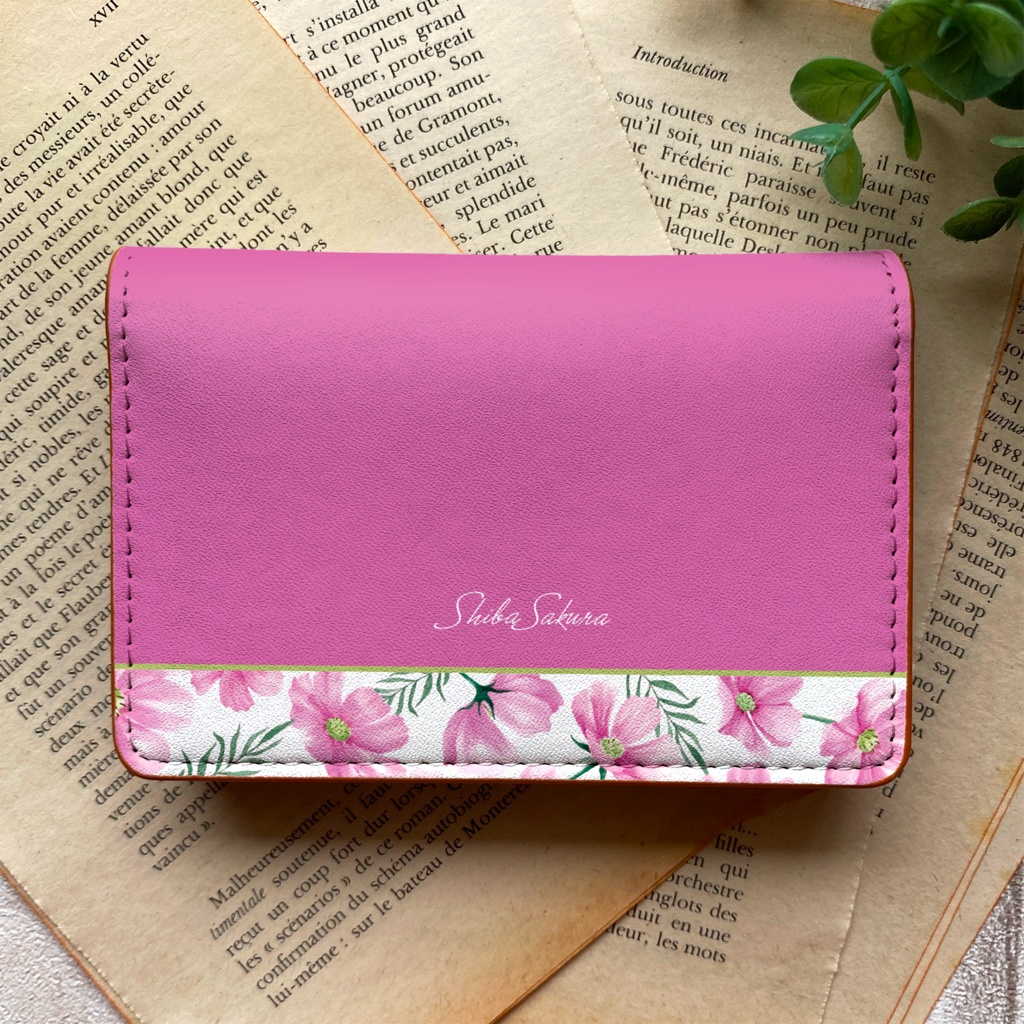 コスモスの名刺ケース(濃桃) コスモス 秋 秋桜 花 カードケース 名刺入れ