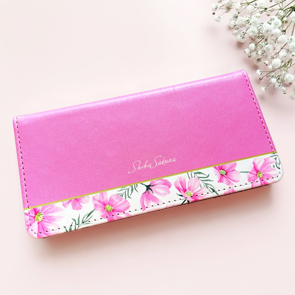 コスモスの手帳型スマホケース(濃桃) コスモス 秋 秋桜 スマホケース iPhone17 Air iphone16e iphone15 全機種対応