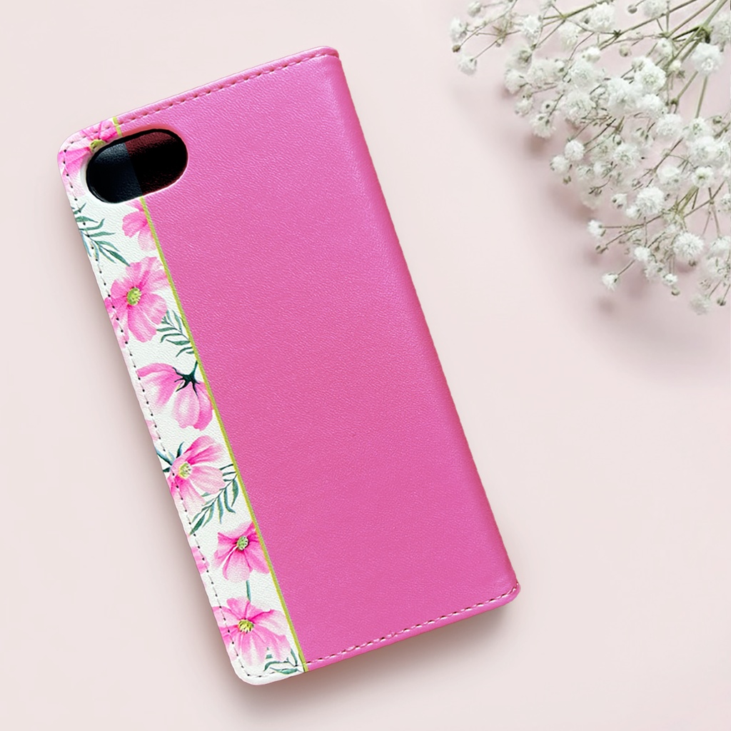 コスモスの手帳型スマホケース(濃桃) コスモス 秋 秋桜 スマホケース iPhone17 Air iphone16e iphone15 全機種対応