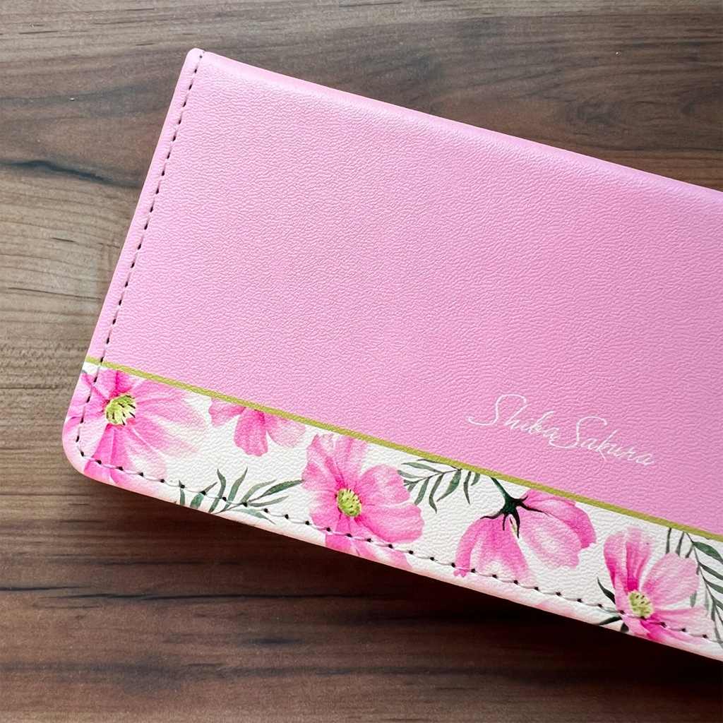 コスモスの手帳型スマホケース(薄桃) コスモス 秋 秋桜 スマホケース iphone16e iphone15 全機種対応