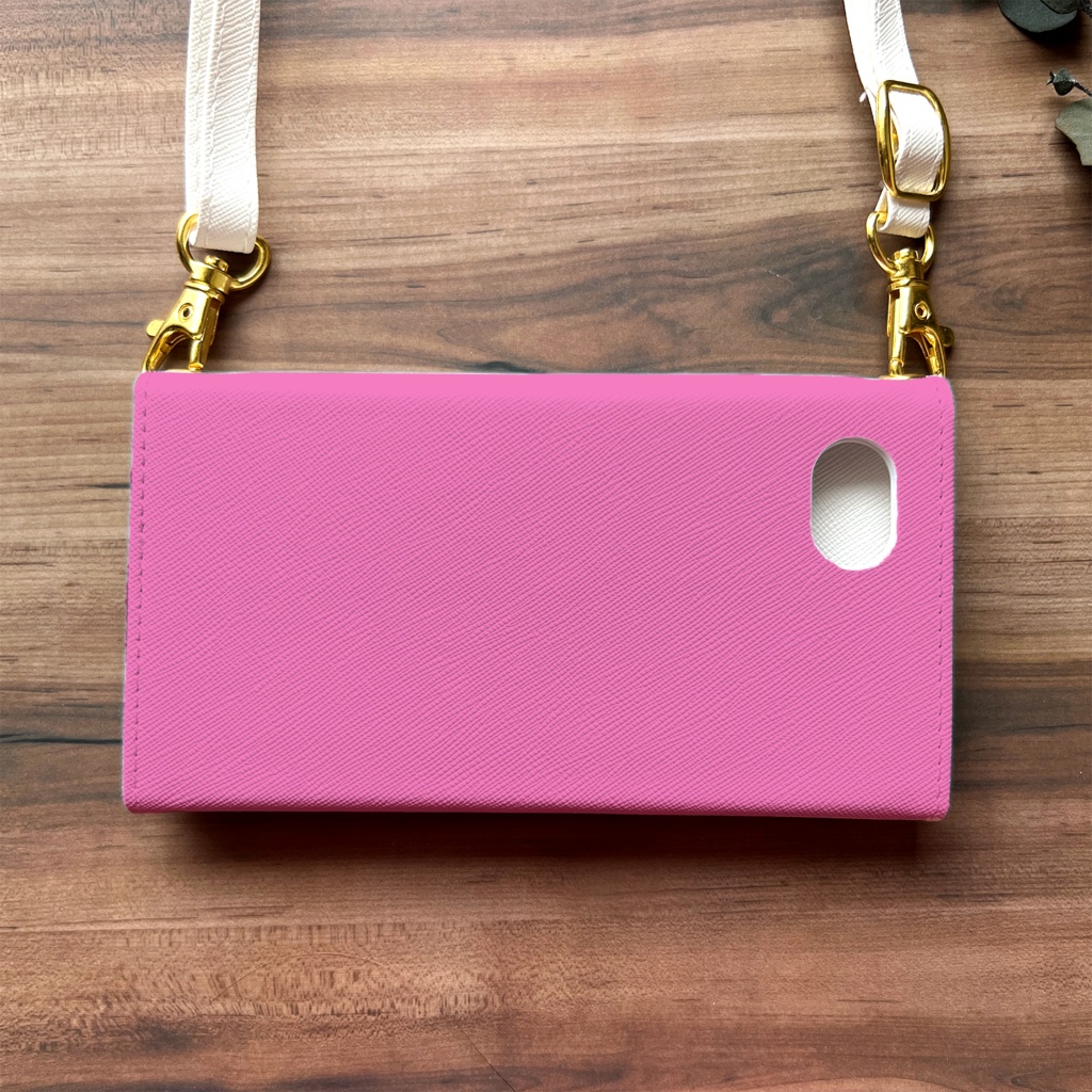 コスモスの三つ折り手帳型スマホケース(濃桃) コスモス 秋桜 全機種対応 スマホケース iphone Android