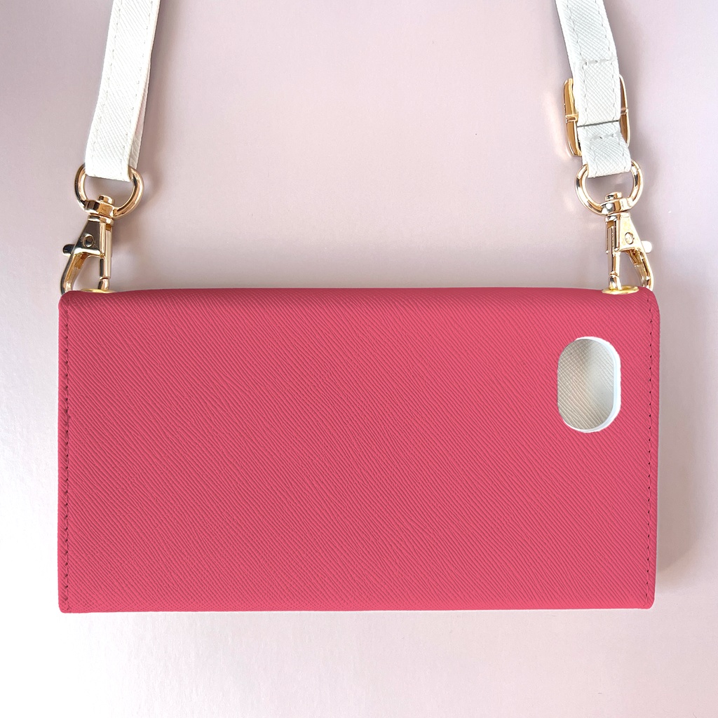 チューリップの三つ折り手帳型スマホケース(フューシャピンク) 全機種対応 スマホケース iphone Android 花