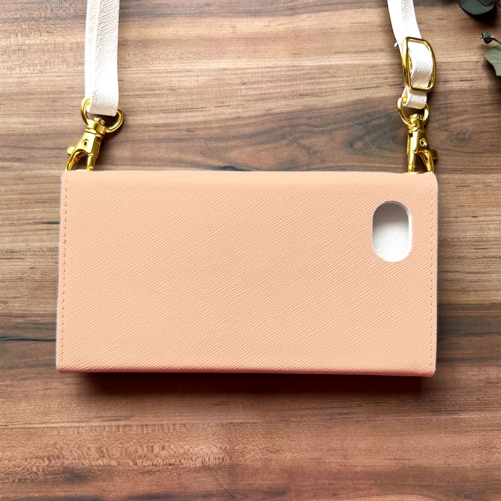 フレッシュピーチの三つ折り手帳型スマホケース(ピーチベージュ) 全機種対応 スマホケース iphone Android