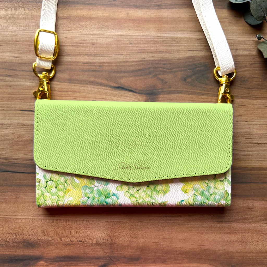 シャインマスカットの三つ折り手帳型スマホケース iphone Android ぶどう 秋 スマホケース