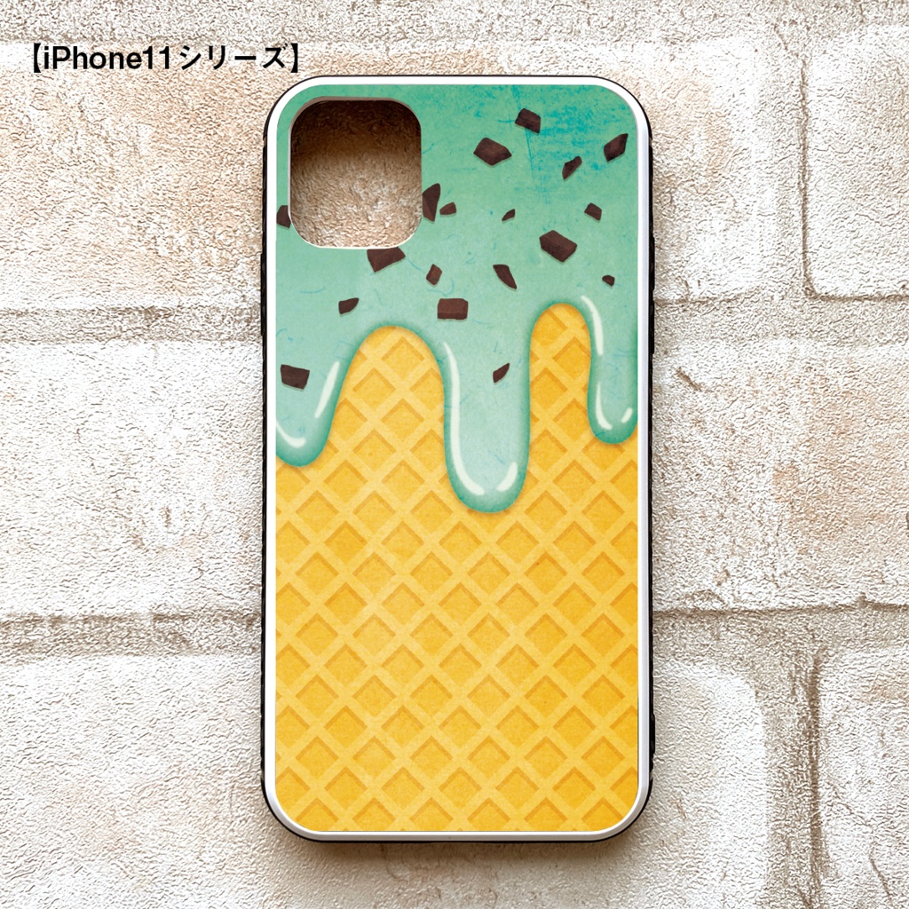 チョコミントアイスのスマホケース 強化ガラス iphone16 スマホケース iPhone17 Air iphone13 iphone15 チョコミント iPhone16e