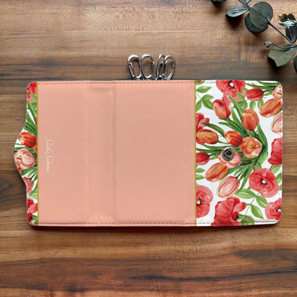 チューリップのキーケース(サーモンピンク) 春 名入れ プチギフト キーケース チューリップ