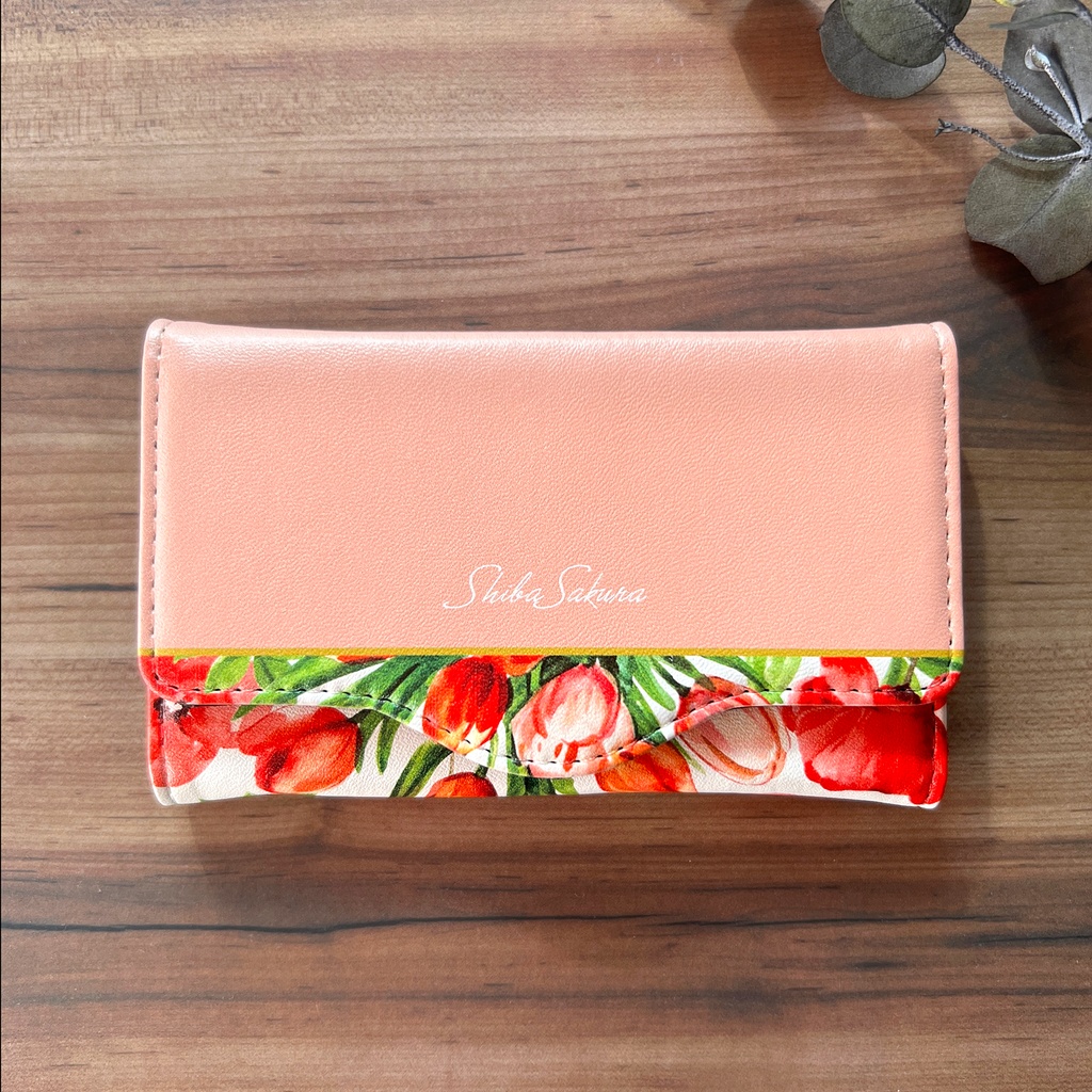 チューリップのキーケース(サーモンピンク) 春 名入れ プチギフト キーケース チューリップ