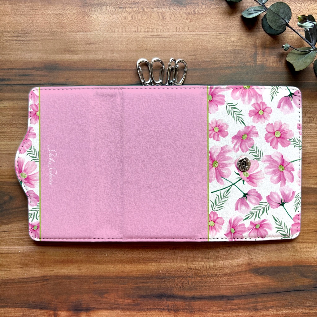 コスモスのキーケース(薄桃) コスモス 秋 秋桜 花 キーケース